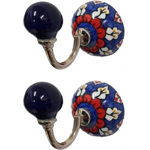 PARIJAT Handicraft Set 2 Ceramic Metal <b>Wall</b> <b>Hooks</b> <b>Wall</b> Mounted Single <b>Hook</b> Hanger for Hanging Clothes Hat Coat Door <b>Hook</b> Rack - Product Image 3