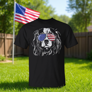Camiseta patriótica para perros Cavalier King Charles Spaniel con diseño de gafas de sol con bandera estadounidense - Product Image 3