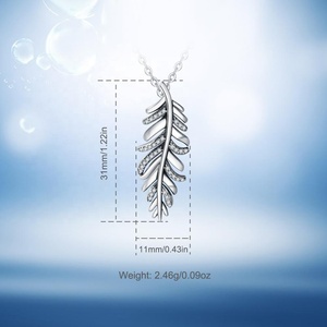 925 sterling silver delle donne cz di angelo di figura della piuma del pendente della collana - Product Image 5
