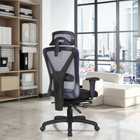 Chaise de bureau de direction moderne de luxe certifiée BIFMA, design ergonomique en maille pivotant, accoudoirs réglables en hauteur, pieds inclinables en nylon