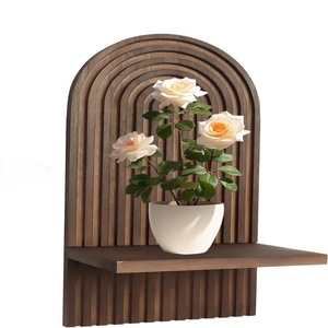 Mensola da Parete <span class=keywords><strong>in</strong></span> Pino a Due Livelli Stile Bohémien con Ganci, Facile Montaggio, <span class=keywords><strong>Portapiante</strong></span> <span class=keywords><strong>in</strong></span> <span class=keywords><strong>Legno</strong></span> e Organizzatore da Parete per Arredamento Casa - Product Image 5