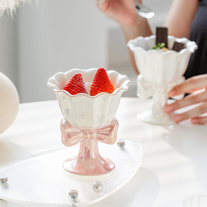 Nouvelle tasse en céramique INS Girl Heart, design japonais, nœud, crème glacée, design floral créatif, personnalisable, cadeau de fête pour le thé et les desserts, 180 ml - Product Image 4