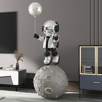 Décoration de meuble TV sur le thème de l'astronaute en ballon de dessin animé, ornements de sol grand format représentant un homme de l'espace avec la lune, décoration intérieure