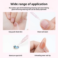 Outil de manucure professionnel 75 mm en cristal pour ongles, double usage : pousse-cuticules et dissolvant