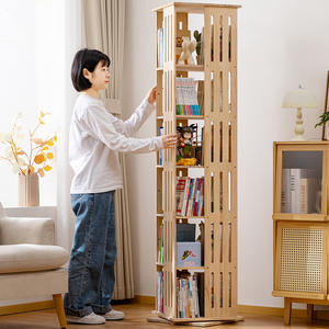 Libreria Girevole Moderna in Legno Massello per Soggiorno con Illuminazione Integrata a Parete per Libri Illustrati per Bambini - Product Image 2