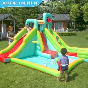 Doctor Dolphin Infla table Bounce House mit Rutsche und Ball grube Oxford Fabric Jumping Castle aufblasbare Combo für Kinder