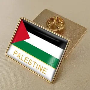 Grosir Kustom Logam Enamel Epoxy Negara Hari Nasional Souvenir Palestina Bendera Pin Lencana