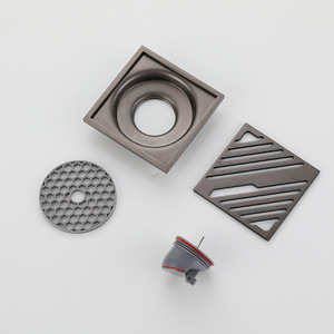 Odor Proof Floor <b>Drain</b> Square Gunmetal Gray Stainless Steel Threaded Anti Corrosion <b>Bathroom</b> Toilet Filter Included - Product Image 1