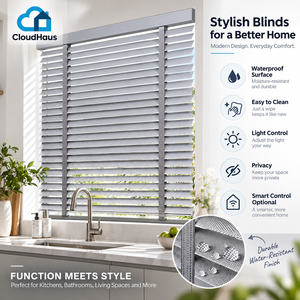 Persianas Impermeables Personalizadas de PVC con Lamas de Imitación Madera, Resistentes a la Humedad, para Decoración de Ventanas de Cocina y Baño Modernos - Product Image 6