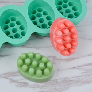 MUYULINS 4-Cavity 3D Handmade <b>Silicone</b> Mold Making Craft DIY Oval Massage Therapy Soap Bar <b>Tool</b> - Product Image 5