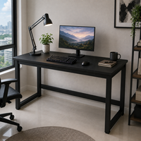 Bureau d'étude ergonomique simple en métal et bois, large et épais, pour ordinateur, idéal pour la maison et le bureau