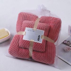 I-0673 Wholesale Plaid Square Coral Fleece Quick-Dry Woven <b>Bath</b> <b>Towel</b> <b>Set</b> Soft Absorbent Eco-Friendly Child-Proof Adult Use - Product Image 2