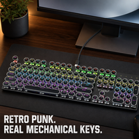 Clavier mécanique rétro punk, touches rondes électro-plaquées, interrupteurs bleus, 104 touches, rétroéclairage RVB, filaire, pour jeux PC, vente en gros T75