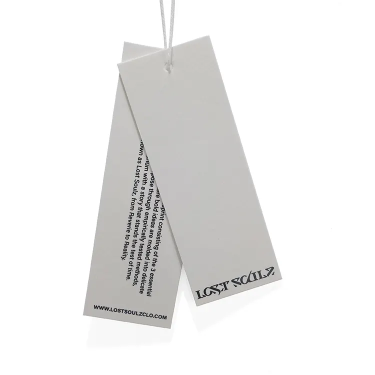 하이 퀄리티 최고의 가격 사용자 정의 인쇄 로고 럭셔리 스윙 라벨 의류 태그 종이 걸이 의류 용 끈 로프 태그