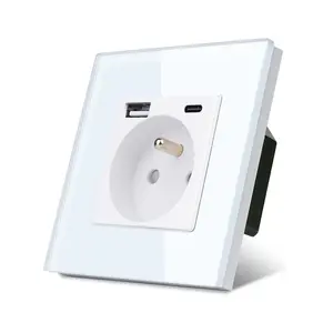 French wall socket with USB type A and type C or port A and port C EU standard 16A , 100-240V