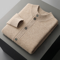 Hochwertiger Großhandel Maßgefertigter Warmer Kaschmir-Cardigan Klassischer Knopf-Kaschmirpullover für Herren