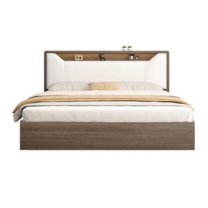 Juego de Dormitorio Moderno para Hotel o Apartamento, Precio de Fábrica en Foshan, Estructura de Cama de Plataforma de Madera, Cabecera Tapizada, Estante de Almacenamiento - Product Image 4