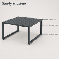 Table à thé carrée moderne et durable en acier inoxydable pour cour et villa