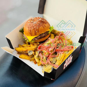 Venta al por mayor barato personalizado impreso para llevar Caja <span class=keywords><strong>De</strong></span> Hamburguesas papel Kraft patatas fritas hamburguesa cajas <span class=keywords><strong>de</strong></span> comida - Product Image 6