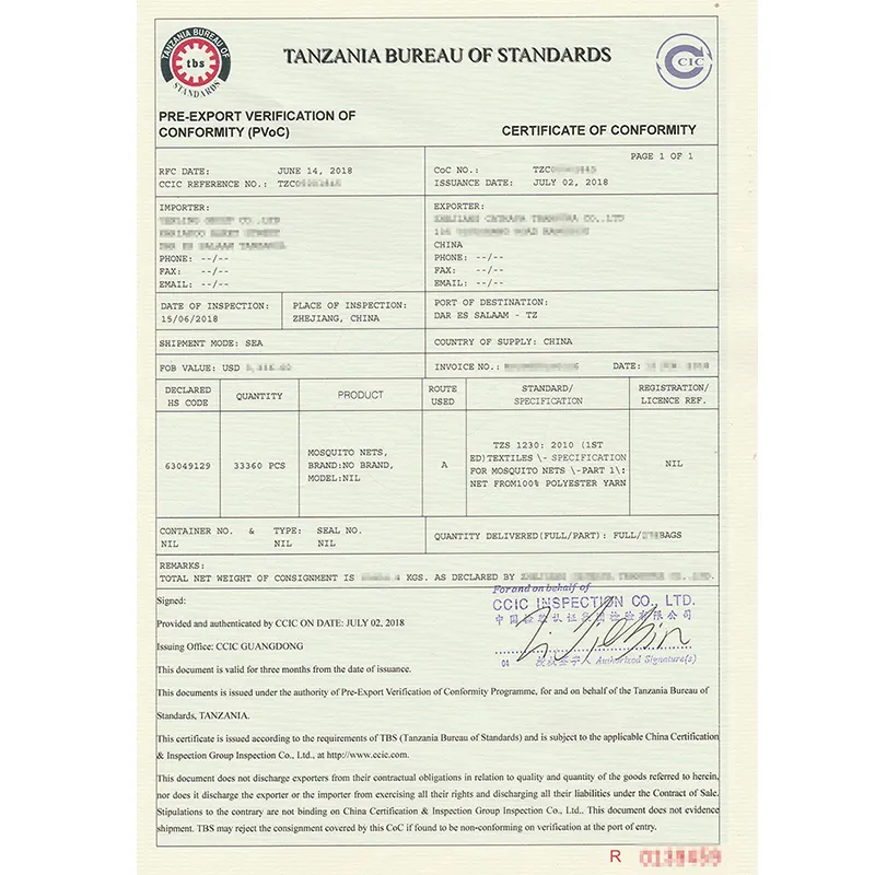 Servicio de certificación de la empresa de inspección del informe de confirmación de Kuwait