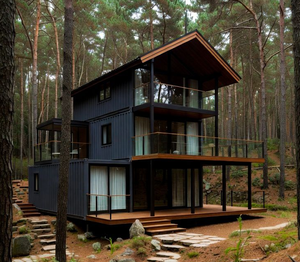 Maison en conteneur en acier HuiXiang, grandes fenêtres en verre, cabine modulaire préfabriquée, maison de vie en plein air - Product Image 1