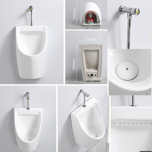 Baño Masculino en el Hotel con Urinarios de Pared y Urinarios Colgantes de Cerámica Blanca Simple para el Hogar, Baño Público - Product Image 5