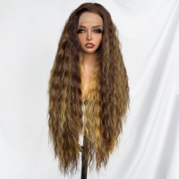 Wig sintetis KEMY HAIR New Blend 36 inci, HD Lace Front, rambut keriting dalam, tahan panas, serat sintetis mewah untuk wanita kulit hitam.