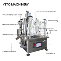 Machine de remplissage de liquides parfumés YETO 1-250 ml, équipée des fonctions de remplissage, de bouchage, de vissage et de serrage des bouteilles
