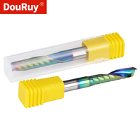 Douruy 2A Fraise à bois CNC revêtue, spirale à une dent, en carbure monobloc, pour acrylique et bois