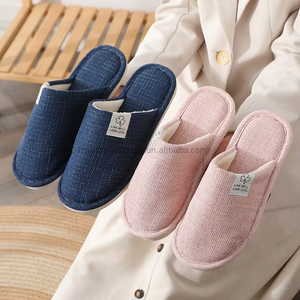 Unisex Breathable Soft Linen Cotton Indoor Home for Slippers Women's <b>PVC</b> Open Toe for Slippers Cushioning Anti-Slip for W - Product Image 3