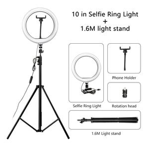 Anneau lumineux 26cm Luminosité réglable Anneau lumineux 210 cm Trépied Support de téléphone 10 pouces Led <span class=keywords><strong>Light</strong></span> - Product Image 2