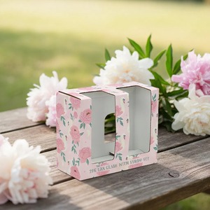 Caja de regalo de papel con ventana transparente, adecuada para 2 paquetes de vidrio enlatado, se puede personalizar según las necesidades. - Product Image 2