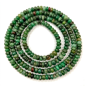 Perles d'émeraude naturelle lisses en forme de rondelle, de 4 à 6 mm, graduées, vendues par brin de 8 pouces de long - Product Image 1