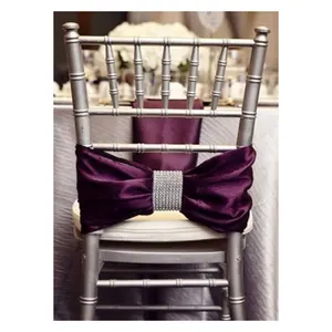 批发奢华高品质椅子靠背蝴蝶结缎面蝴蝶结婚礼活动派对领带椅子