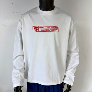 MT1345 T-shirt personalizzata 100% cotone a <span class=keywords><strong>maniche</strong></span> <span class=keywords><strong>lunghe</strong></span>, con spalle scese, girocollo, stampa serigrafica, T-shirt oversize da <span class=keywords><strong>uomo</strong></span> - Product Image 1