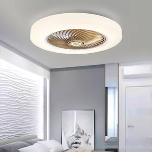 Plafonnier Led avec ventilateur sans fil à lame cachée, design moderne, avec couvercle en plastique, idéal pour un salon