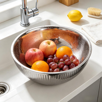 Bol à salade professionnel en acier inoxydable triple couche, design moderne, écologique, finition rose gold poli, robuste, pour restaurant et hôtel