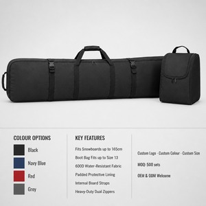 Bolsa Acolchada para Tabla de Snowboard con Logotipo Personalizado, 165 cm, Juego Combinado con Bolsa para Botas, Tela Ripstop 600D, Fabricación OEM/ODM Directa de Fábrica, MOQ 500 Conjuntos, Venta al Por Mayor - Product Image 4