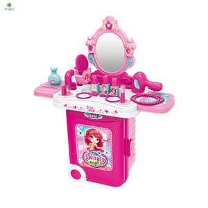 Lumière Musique Portable Faire semblant <span class=keywords><strong>de</strong></span> Jouer Maquillage Jouet <span class=keywords><strong>Maison</strong></span> pour Filles 3-en-1 Enfants Beauté Robe Table Ensemble <span class=keywords><strong>de</strong></span> Bagages Plastique Voyage Cas - Product Image 5