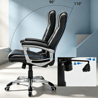 Silla Ejecutiva de Oficina de Cuero con Respaldo Alto, Reclinable 110 Grados, Giratoria, para Escritorio, con Cojín Grueso de 7cm, Ergonómica, para Jefes
