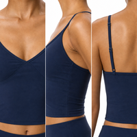 Soutien-gorge de sport pour femme à col en V, coupe courte, avec coussinets amovibles et bretelles réglables. Vêtements de sport respirants et extensibles pour le yoga et la gym