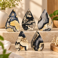 Ornement Goutte d'Eau en Agate Volcanique, Pierre Polie, Pièce de Présentation, Décoration d'Intérieur en Cristal, Cadeau pour Étagère ou Table
