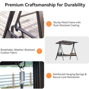 Ayunan Luar Ruangan Modern HANYI dari Aluminium dengan Lampu LED dan Perlindungan UV, Kapasitas Tiga Orang untuk Penggunaan Hotel dan Vila - Product Image 4