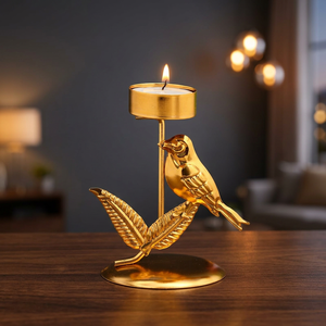 Gold Metal Bird <b>Tea</b> Light Candle Holder Decorative Lantern <b>Stand</b> for Home Wedding Christmas Decor - Product Image 1