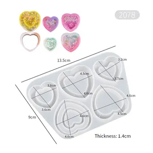 Ucuz kalıplar ücretsiz örnek küpe reçine kalıpları kalp şekilli Quicksand yağ silikon kalıp delik çok şekiller ile