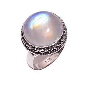 Handmade 925 Sterling Silver Rainbow Moonstone <b>Rings</b> <b>Indian</b> Fine Jewellery for Weddings Engagements Direct From the Supplier - Product Image 1