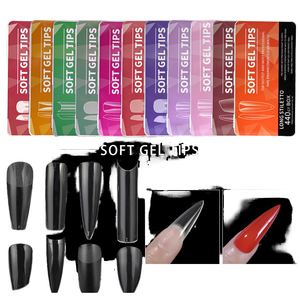 Lot de 550 faux ongles en gel souple ABS ultra-fins et sans couture, couvrance totale, couleur nude, motif pré-dessiné pour extension d'ongles, en boîte - Product Image 1