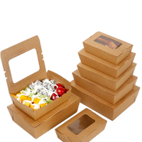 Boîte d'emballage alimentaire en gros avec fenêtre transparente, grande boîte en papier kraft pour gâteaux et bentos
