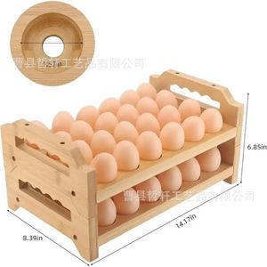 Solid Wood Egg Storage Rack 3 Tier Stackable Desktop Organizer For <b>Kitchen</b> Farmhouse Style - Product Image 1