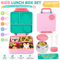 Boîte à lunch bento portable en plastique sans BPA, personnalisable, à plusieurs niveaux, compatible micro-ondes, pour enfants, avec compartiments de rangement pour aliments